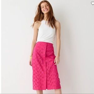 NWT J. Crew Button Front Cotton Eyelet Pencil Skirt